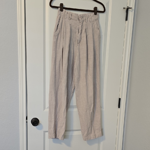 Free People Calla Pleated Trousers Linen Blend High Waist. Size 0 - Picture 2 of 15